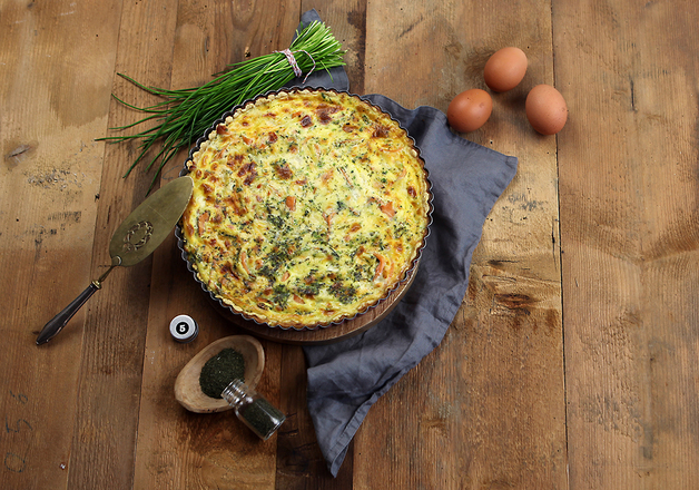 Selbstgemachte Lachs-Quiche