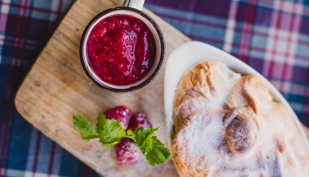 Selbstgemachte Himbeermarmelade