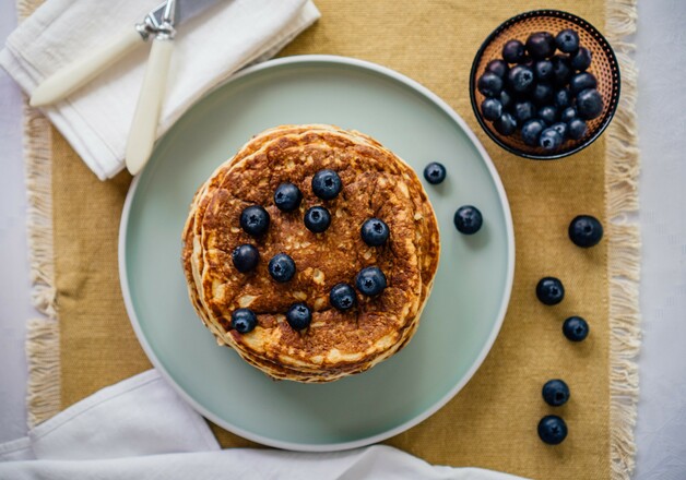 Selbstgemachte Blaubeer-Pfannkuchen