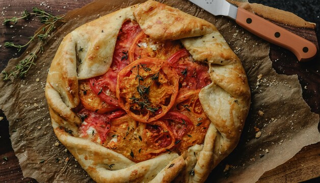 Blätterteig-Pizza mit Thymian gerebelt