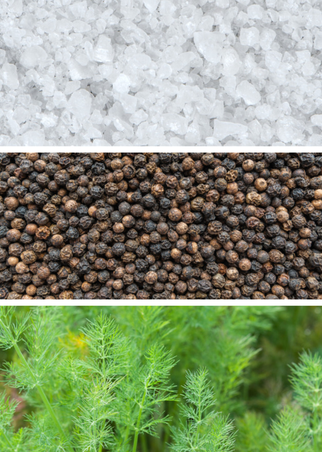 Salz, Pfeffer und Dill