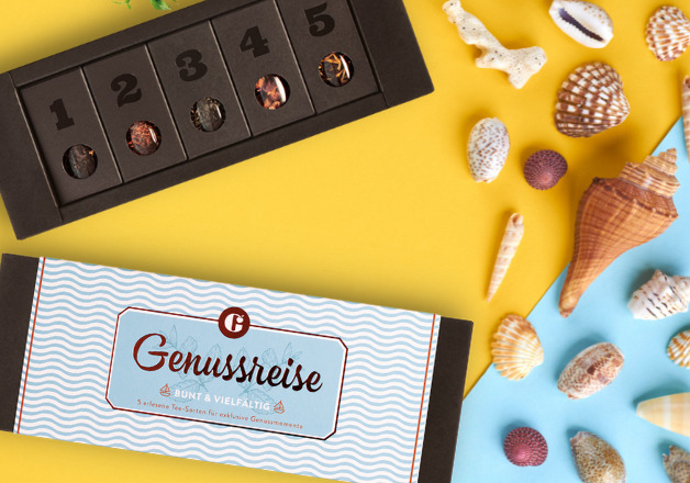 Weltreise Gutschein mit Genussreise Teeset