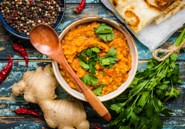 Linsen würzen mit Ingwer
