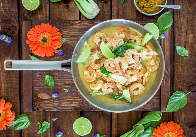 Grünes Curry mit Garnelen
