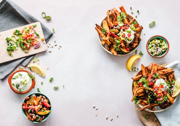 Salat mit gebratenen Kartoffeln