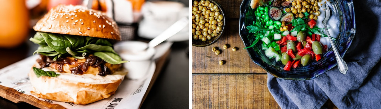 Leckere Burger und Bowls